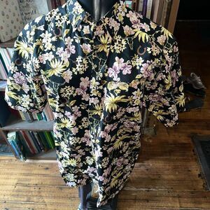 Ariat western Hawaiian pink & yellow horseshoe button down shirt